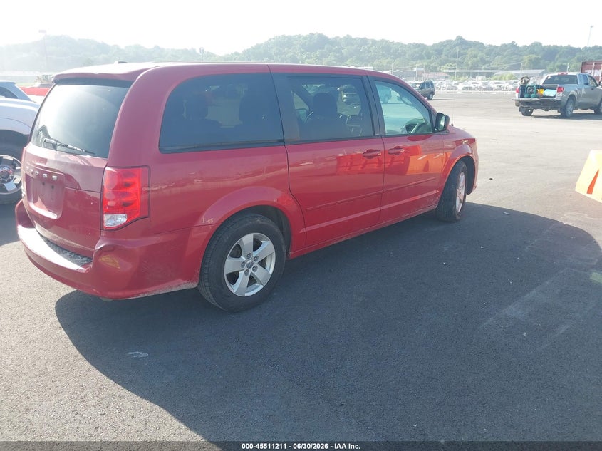 Vin: 2c4rdgbg1dr735824, lot: 46009427, dodge grand caravan se 20134