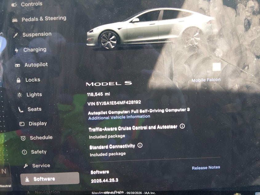 2021 Tesla Model S Long Range Dual Motor All-Wheel Drive VIN: 5YJSA1E54MF428192 Lot: 45511477