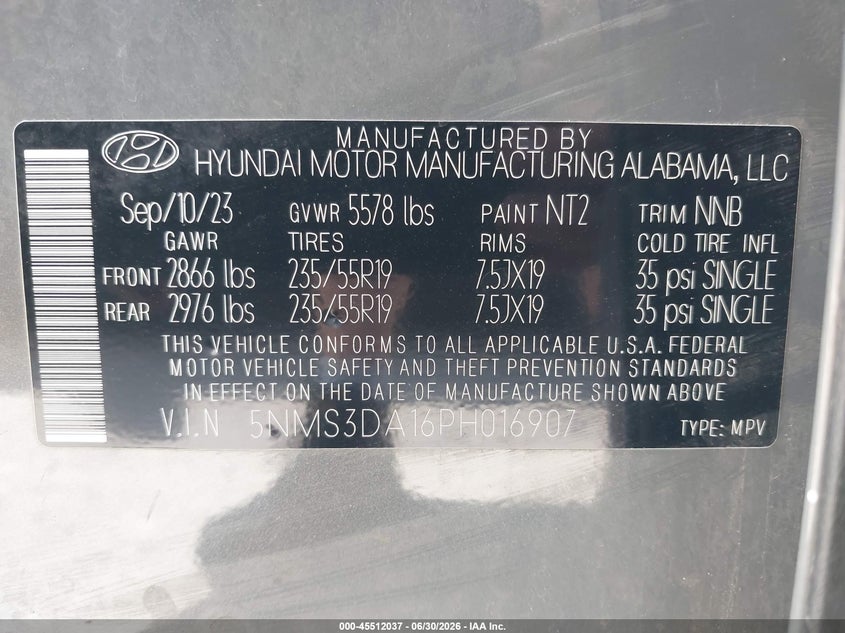2023 HYUNDAI SANTA FE SPORT UTILITY VEHICLE 1.6L I-4 DI, DOHC, VVT, TURBO, 178HP