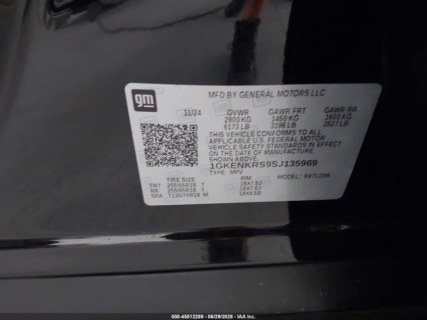 2025 GMC Acadia Fwd Elevation VIN: 1GKENKRS9SJ135969 Lot: 45512289