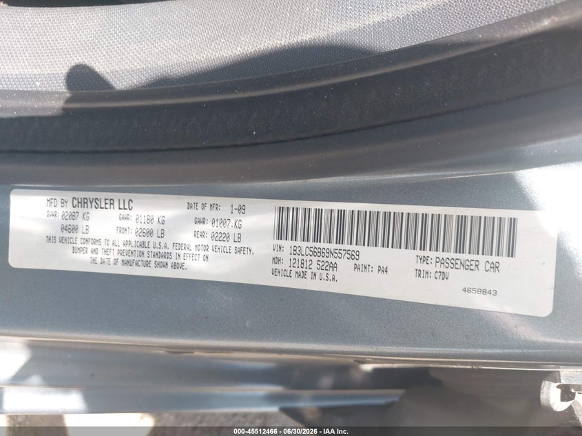2009 Dodge Avenger Sxt VIN: 1B3LC56B69N557569 Lot: 45512466