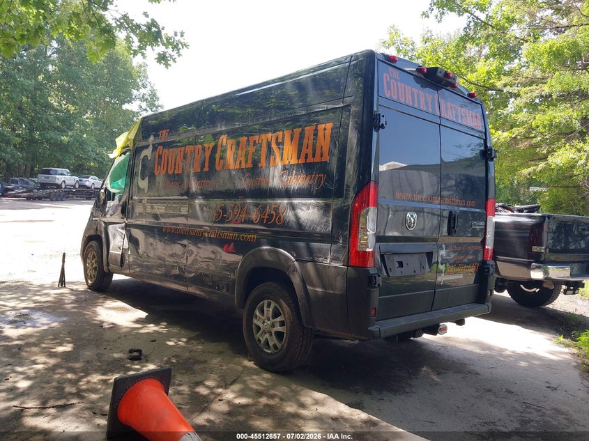 Vin: 3c6lrvdg0te183961, lot: 46010873, ram promaster 2500 slt+ high roof 159 wb 20263