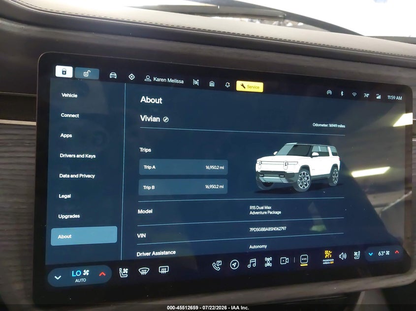 RIVIAN R1S 2025 VIN 7PDSGBBA8SN062797