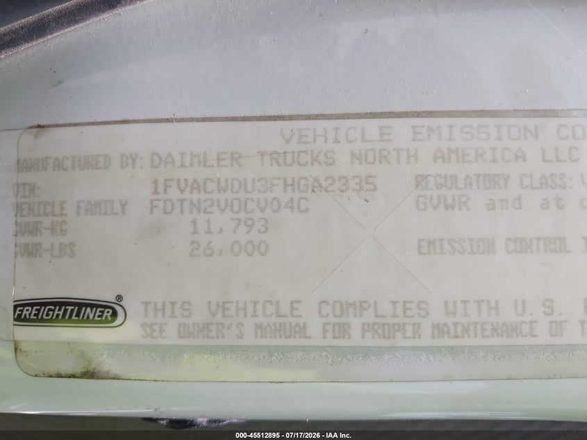 2015 FREIGHTLINER M2 auction photo 8