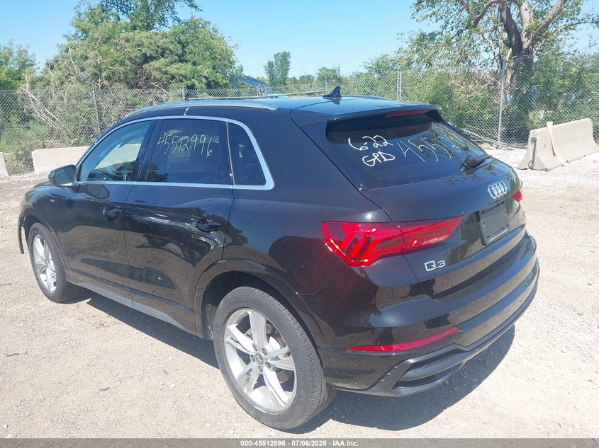 Vin: wa1decf3xm1014777, lot: 46011212, audi q3 premium 45 tfsi s line quattro tiptronic 20213
