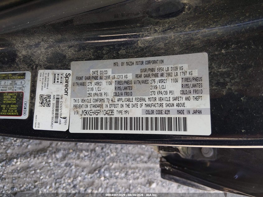 2024 Mazda Cx-90 Phev Premium Plus VIN: JM3KKEHA5R1104236 Lot: 45513029