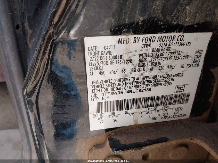 2011 FORD SUPER DUTY F-350 SRW auction photo 8