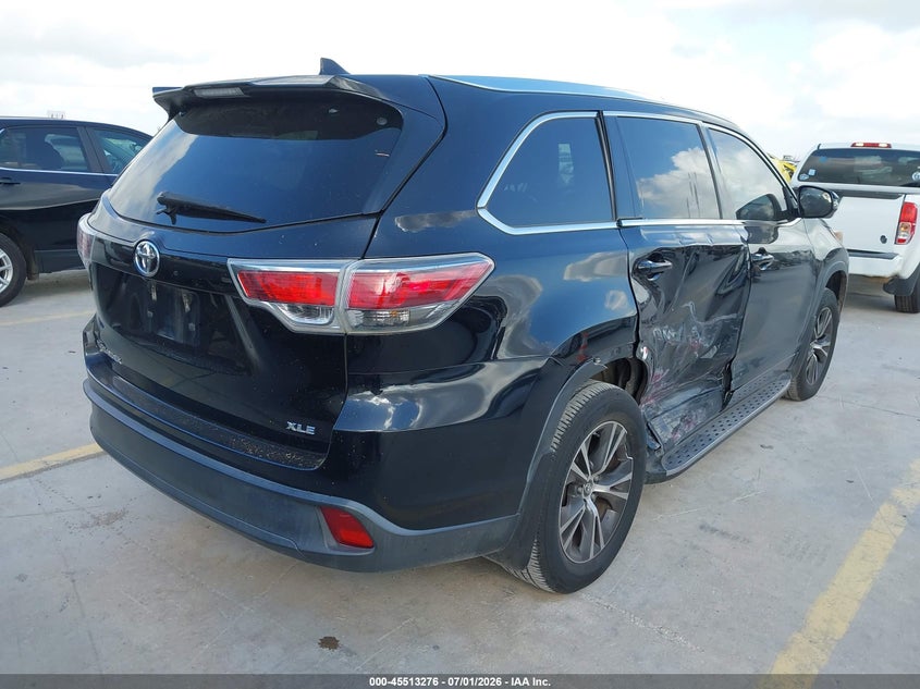 Vin: 5tdkkrfh8gs150370, lot: 46011492, toyota highlander xle v6 20164
