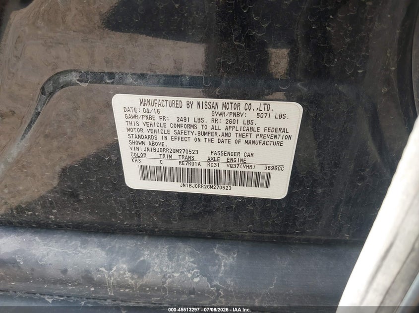 2016 Infiniti Qx50 VIN: JN1BJ0RR2GM270523 Lot: 45513297