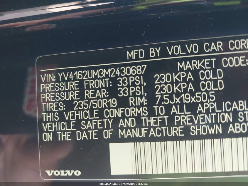 2021 Volvo Xc40 T5 R-Design VIN: YV4162UM3M2430687 Lot: 45513445