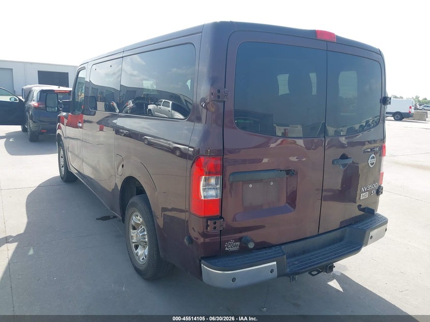 Vin: 5bzaf0aa8dn202085, lot: 46012321, nissan nv passenger nv3500 hd sv v8 20133