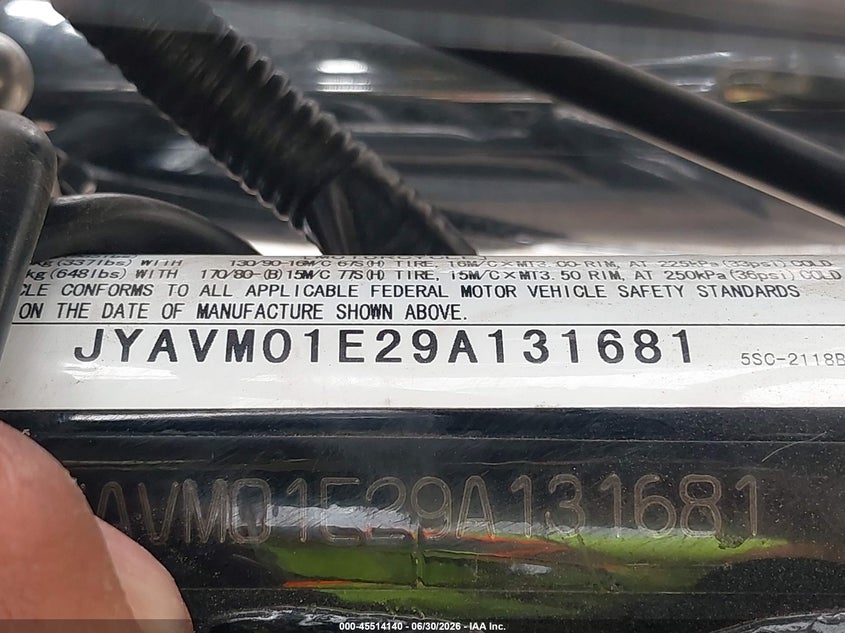 2009 Yamaha Xvs650 A/At VIN: JYAVM01E29A131681 Lot: 45514140