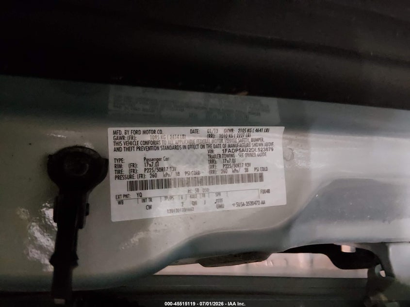 2013 Ford C-Max Hybrid Se VIN: 1FADP5AU2DL523879 Lot: 45515119