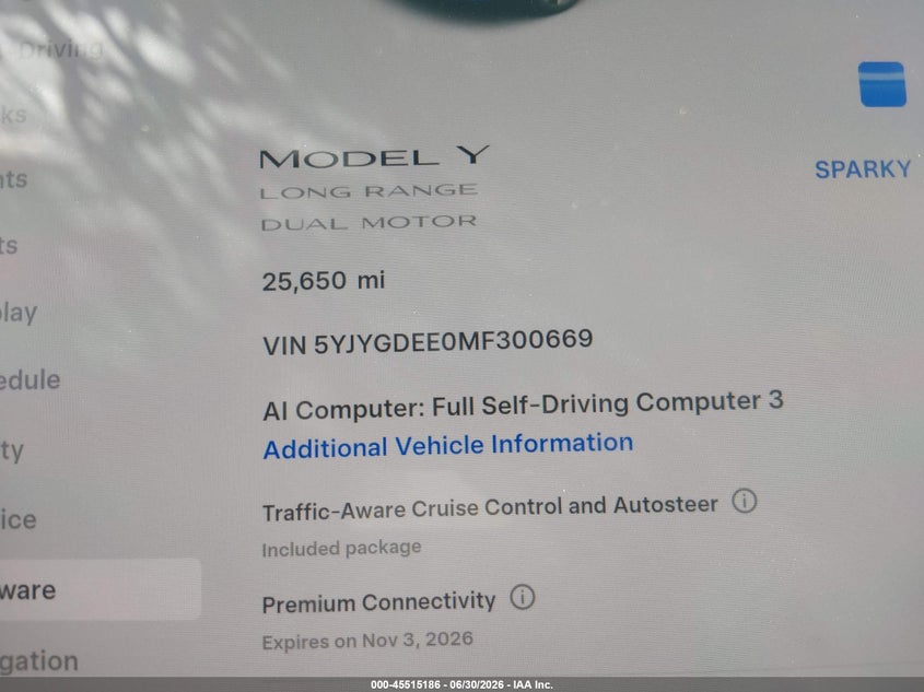2021 TESLA MODEL Y auction photo 7