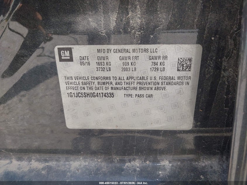 2016 CHEVROLET SONIC LT AUTO · Фото 9