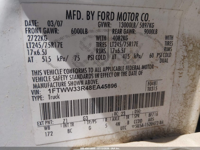 2008 FORD SUPER DUTY F-350 DRW auction photo 8