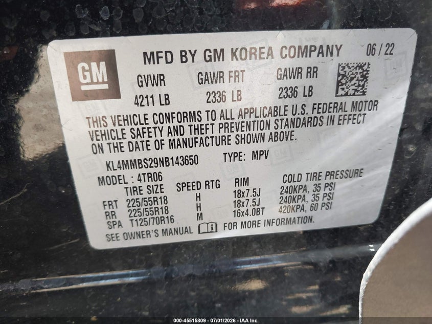 2022 Buick Encore Gx Fwd Preferred VIN: KL4MMBS29NB143650 Lot: 45515809