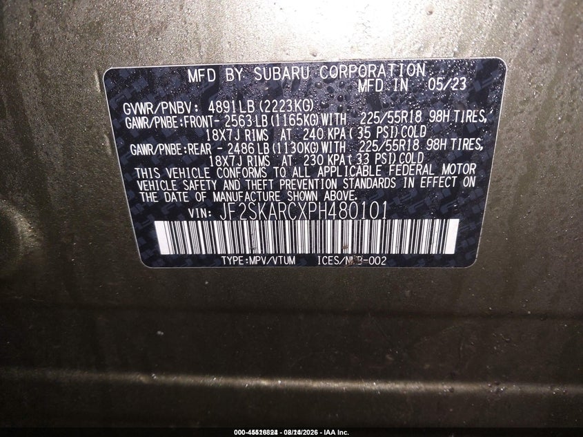2023 SUBARU FORESTER SPORT UTILITY VEHICLE 2.5L H-4 DI, DOHC, VVT, 182HP