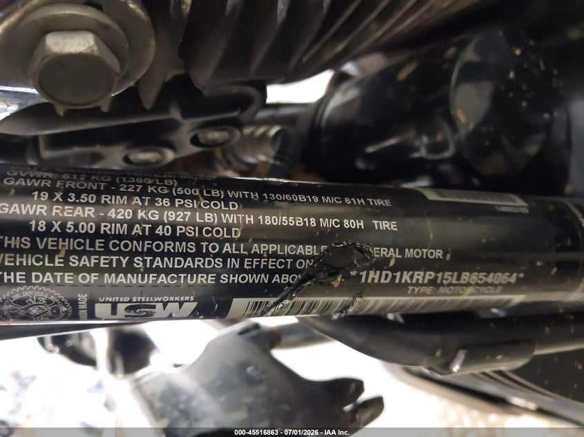 2020 Harley-Davidson Flhxs VIN: 1HD1KRP15LB654064 Lot: 45516863