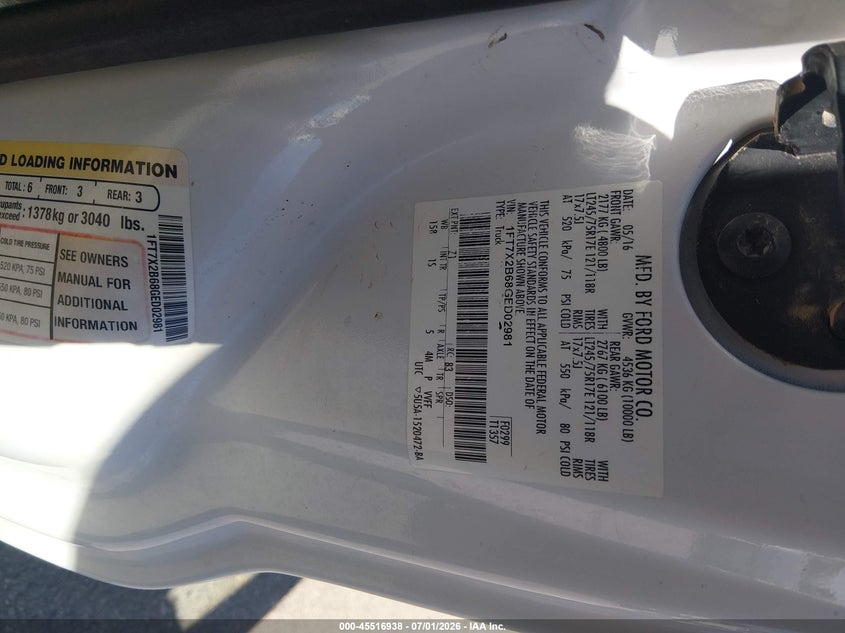 2016 FORD F250 PICKUP 6.2L V-8 VVT, 385HP