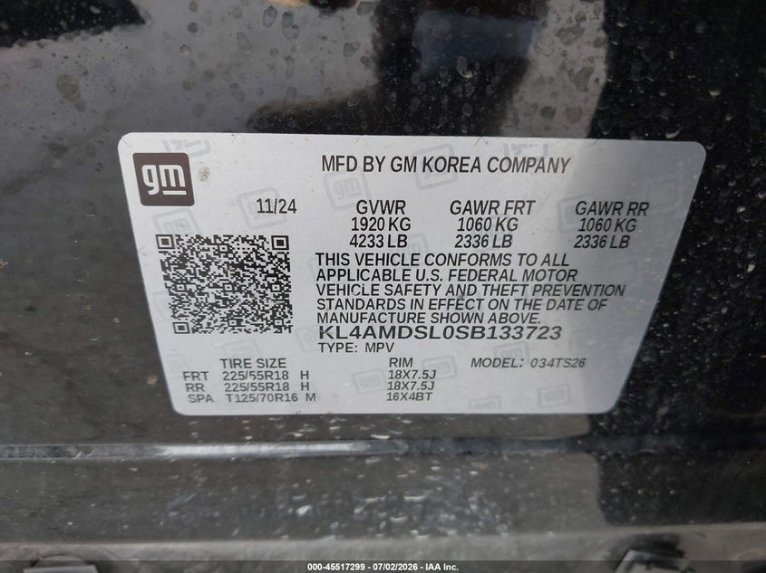 2025 Buick Encore Gx Sport Touring Fwd VIN: KL4AMDSL0SB133723 Lot: 45517299