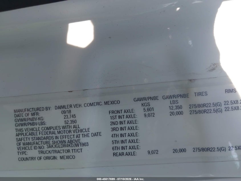 2019 FREIGHTLINER CASCADIA 125 auction photo 8