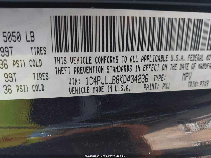 2019 JEEP CHEROKEE SPORT UTILITY VEHICLE 2.4L I-4 VVT, 180HP