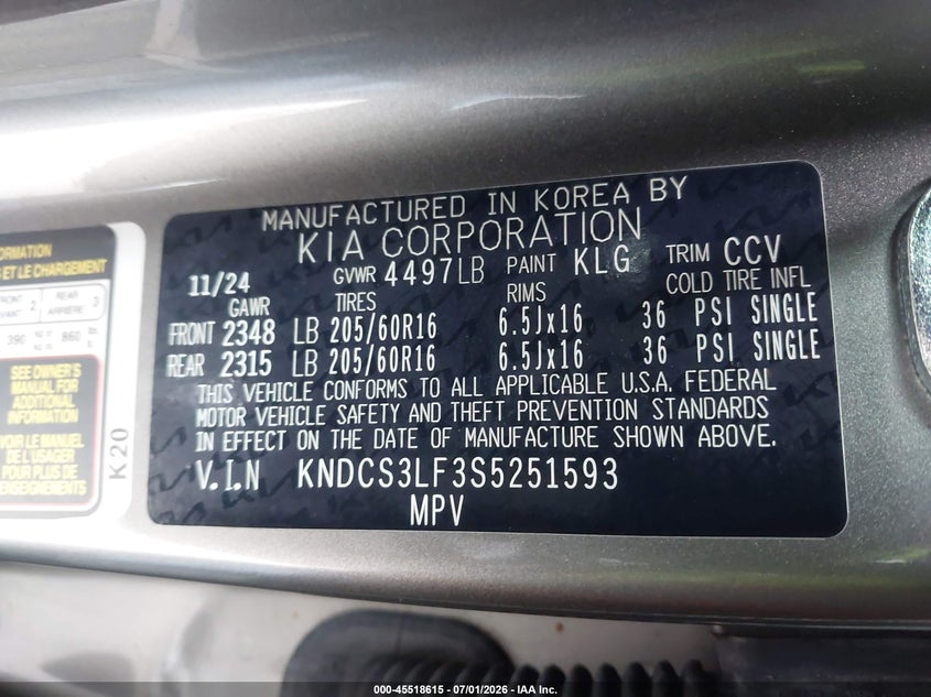 2025 Kia Niro Plug-In Hybrid Ex VIN: KNDCS3LF3S5251593 Lot: 45518615