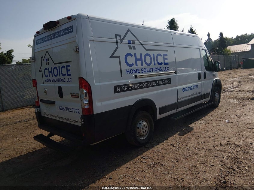 Vin: 3c6urvjg8le113195, lot: 46017451, ram promaster 3500 cargo van high roof 159 wb ext 20204