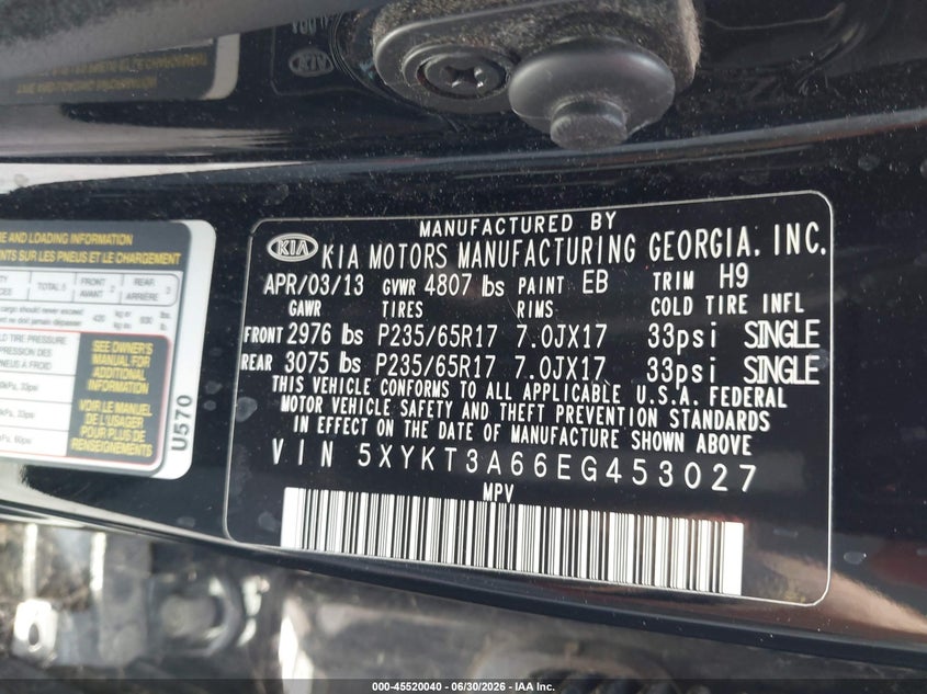 2014 KIA SORENTO SPORT UTILITY VEHICLE 2.4L I-4 DI, DOHC, VVT, 191HP