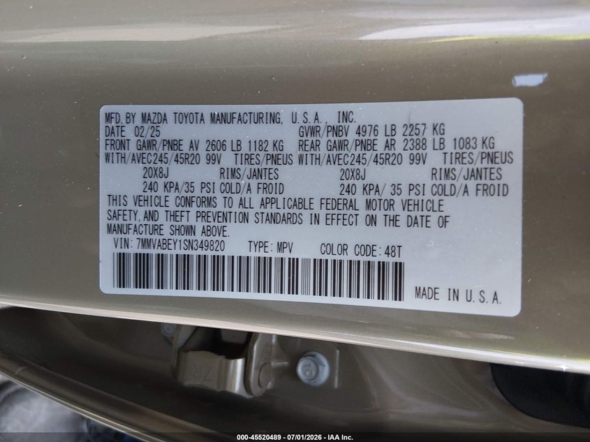 2025 Mazda Cx-50 2.5 Turbo Premium Plus Package VIN: 7MMVABEY1SN349820 Lot: 45520489