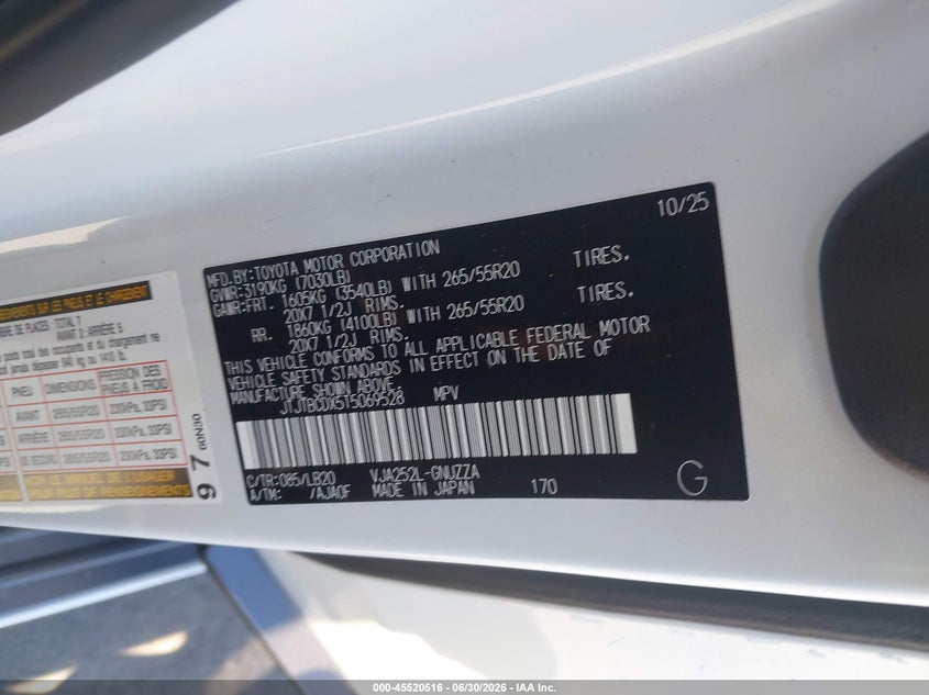 2026 Lexus Gx 550 Premium+ VIN: JTJTBCDX5T5069528 Lot: 45520516