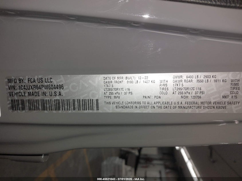 2023 Jeep Wrangler 4Xe Rubicon 4X4 VIN: 1C4JJXR64PW604496 Lot: 45521043