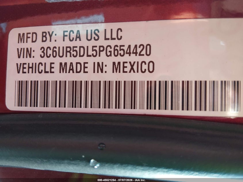RAM 2500 2023 VIN 3C6UR5DL5PG654420