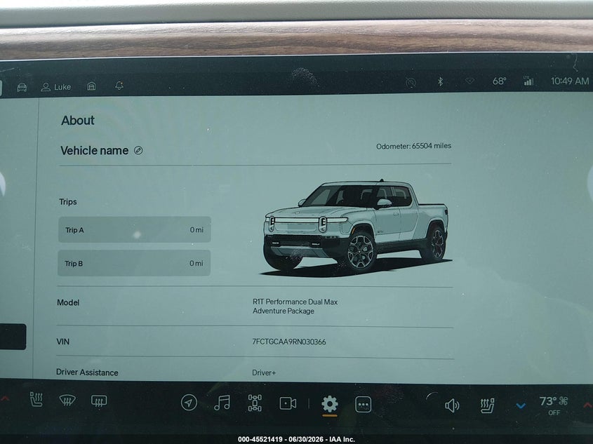 2024 Rivian R1T Adventure Dual Motor Max Pack/Adventure Dual Motor Perf Max Pack VIN: 7FCTGCAA9RN030366 Lot: 45521419