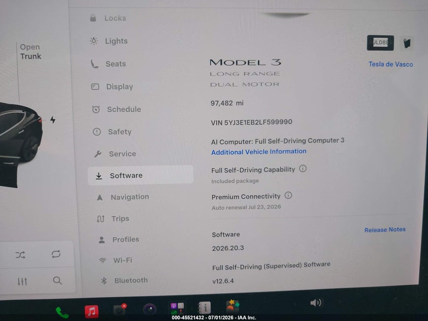 2020 TESLA MODEL 3 auction photo 7