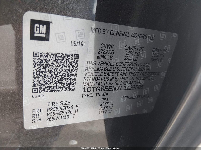 2020 GMC Canyon 4Wd Short Box Denali VIN: 1GTG6EENXL1129585 Lot: 45521696