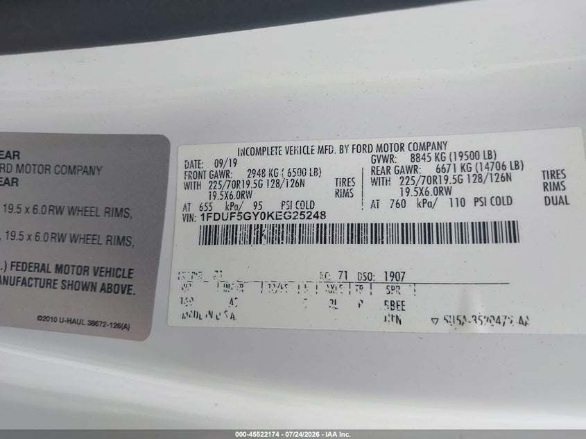 2019 FORD F-550 CHASSIS auction photo 8