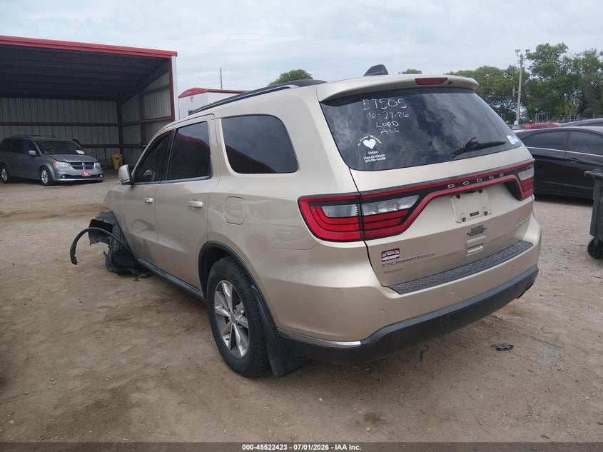 Vin: 1c4rdjdg2ec539945, lot: 46020639, dodge durango limited 20143