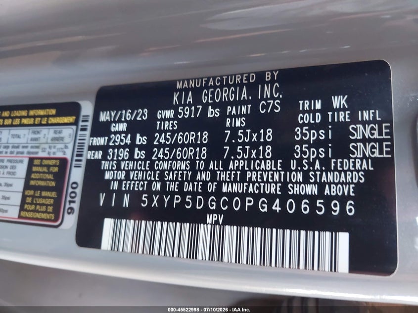 2023 Kia Telluride Sx Prestige X-Pro VIN: 5XYP5DGC0PG406596 Lot: 45522998