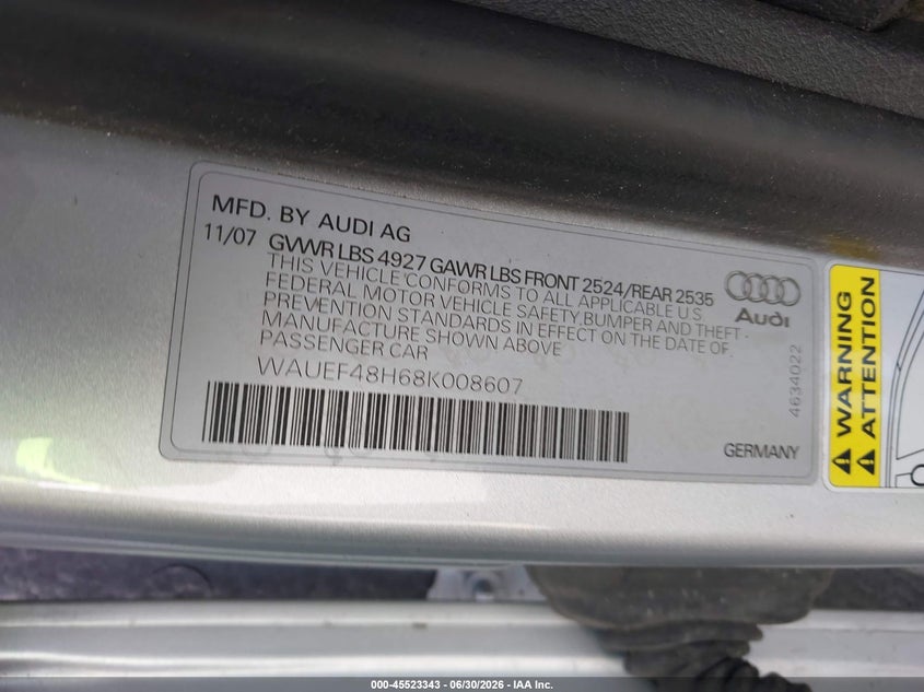 2008 AUDI A4 2.0T · Фото 9