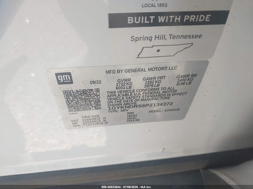 2023 Cadillac Xt5 Awd Premium Luxury VIN: 1GYKNDRS6PZ134372 Lot: 45523644