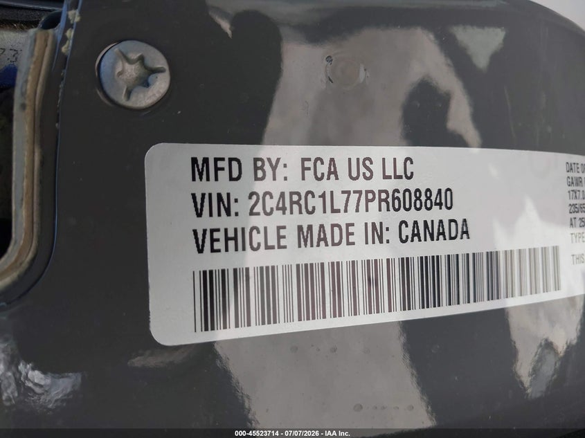 2023 Chrysler Pacifica Hybrid Touring L VIN: 2C4RC1L77PR608840 Lot: 45523714