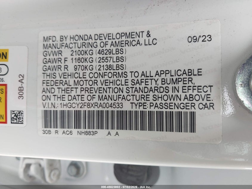 2024 HONDA ACCORD HYBRID TOURING — Фото 9
