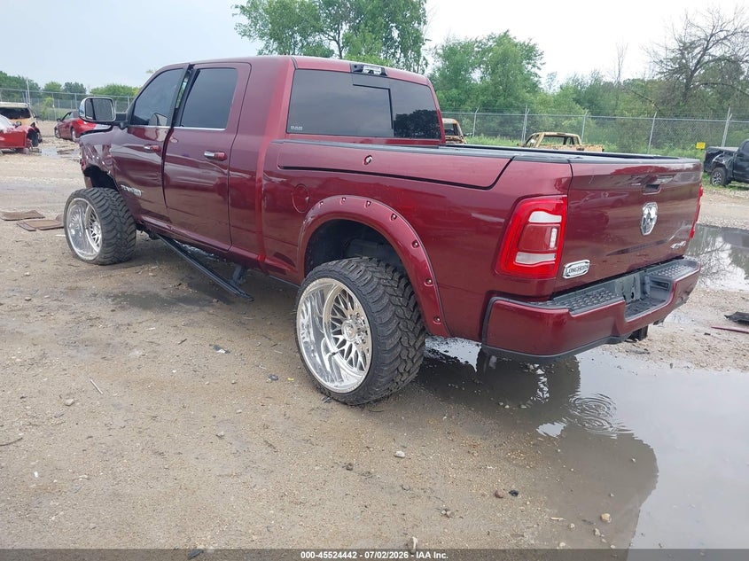 Vin: 3c6ur5pl0mg553177, lot: 46022686, ram 2500 limited longhorn  4x4 6'4 box 20213
