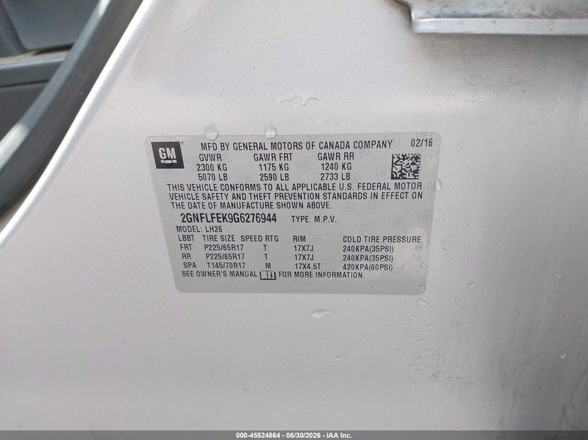 2016 CHEVROLET EQUINOX LT — Photo 9