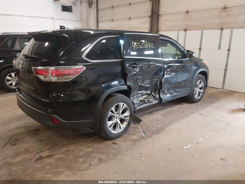 Vin: 5tdbkrfh9gs278150, lot: 46023286, toyota highlander le plus v6 20164