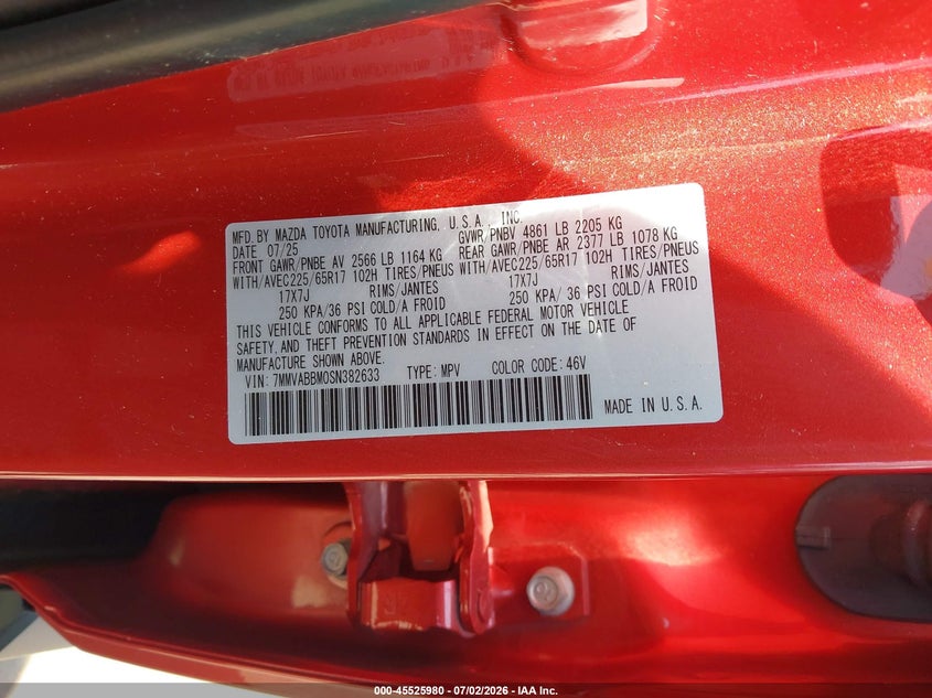 2025 Mazda Cx-50 2.5 S Preferred Package VIN: 7MMVABBM0SN382633 Lot: 45525980