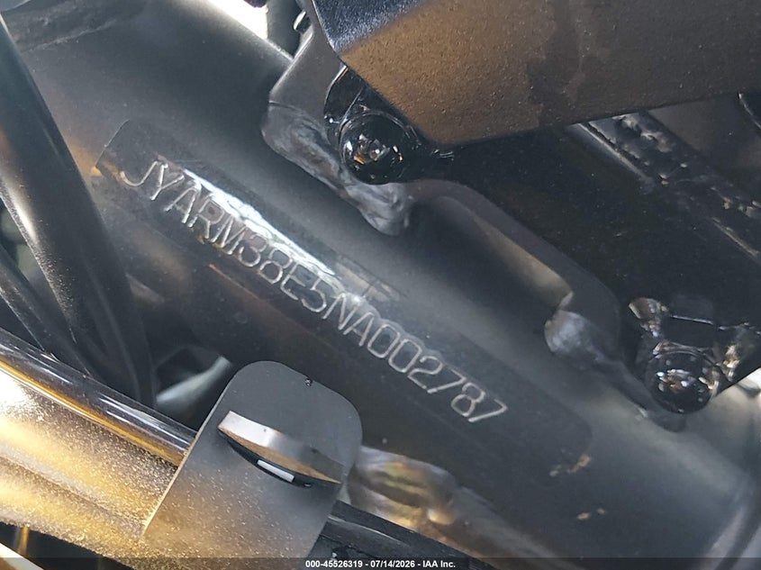 2022 Yamaha Yzfr7 VIN: JYARM38E5NA002787 Lot: 45526319