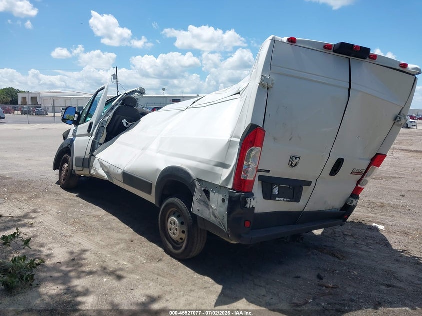 Vin: 3c6mrvhgxme519504, lot: 46025321, ram promaster 3500 high roof 159 wb 20213